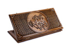 Handmade Wooden Backgammon Set with Horses and Braid Motifs, 60 cm