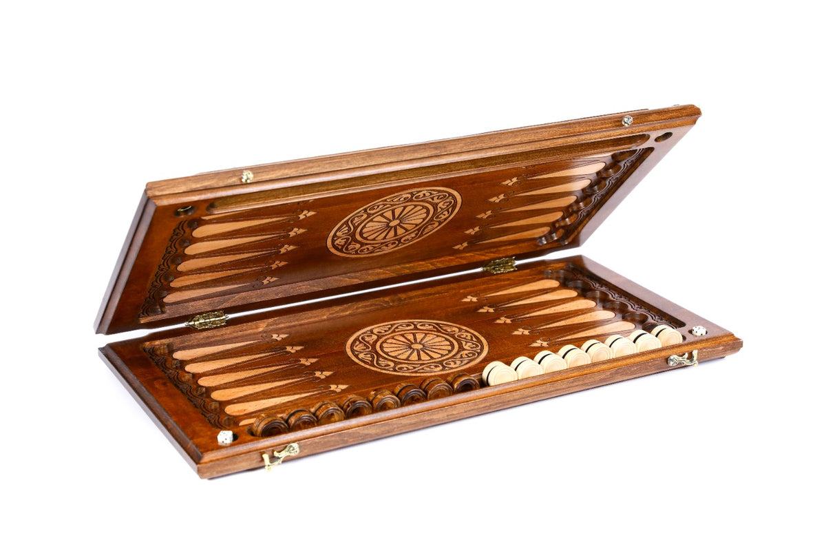 Handmade Wooden Backgammon Set with Horses and Braid Motifs, 60 cm - photo 5
