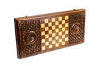 Handmade Wooden Backgammon Set with Horses and Braid Motifs, 60 cm - photo 4