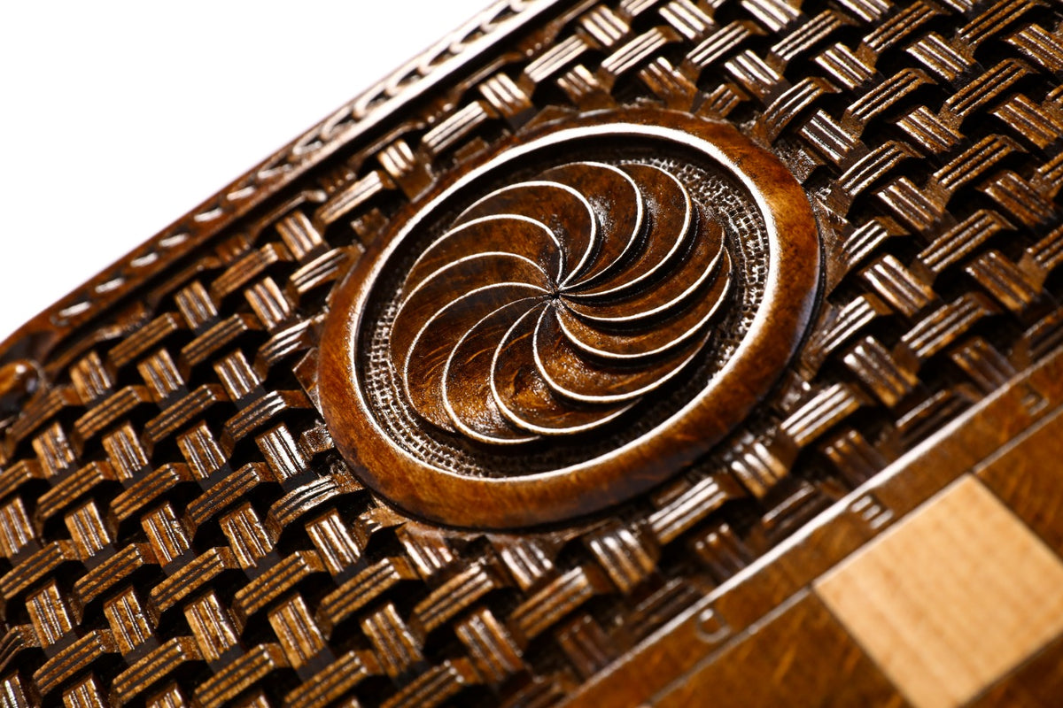Handmade Wooden Backgammon Set with Horses and Braid Motifs, 60 cm - photo 11