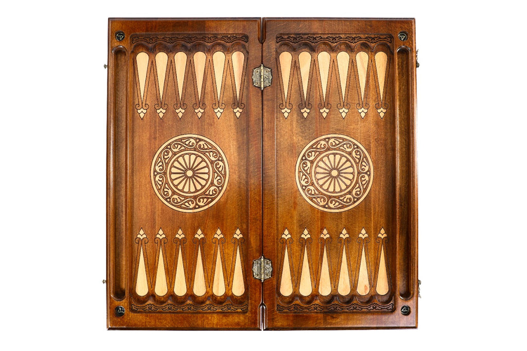 Handmade Wooden Backgammon Set with Horses and Braid Motifs, 60 cm - photo 12