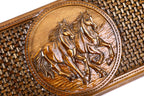 Handmade Wooden Backgammon Set with Horses and Braid Motifs, 60 cm - photo 2