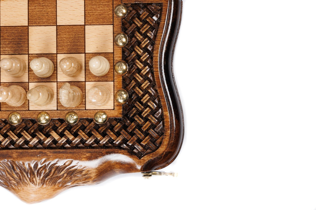 Handmade Walnut Chess and Backgammon Set with Ornamental Braid Pattern and Ararat Outline, 30 cm - photo 8
