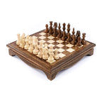 Handmade Wooden Box-Style Chess Set, 30 cm