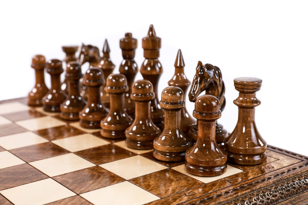 Handmade Wooden Box-Style Chess Set, 30 cm - photo 9