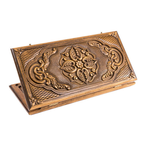 Backgammon Set with Armenian Ornament, 60 cm – handmade wooden nardi board by Hrachya Ohanyan