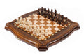 Handmade Wooden Chess Set with Contour Outline, 30 cm (Model 21320)