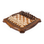 Handmade Wooden Chess Set with Contour Outline, 30 cm (Model 21320)