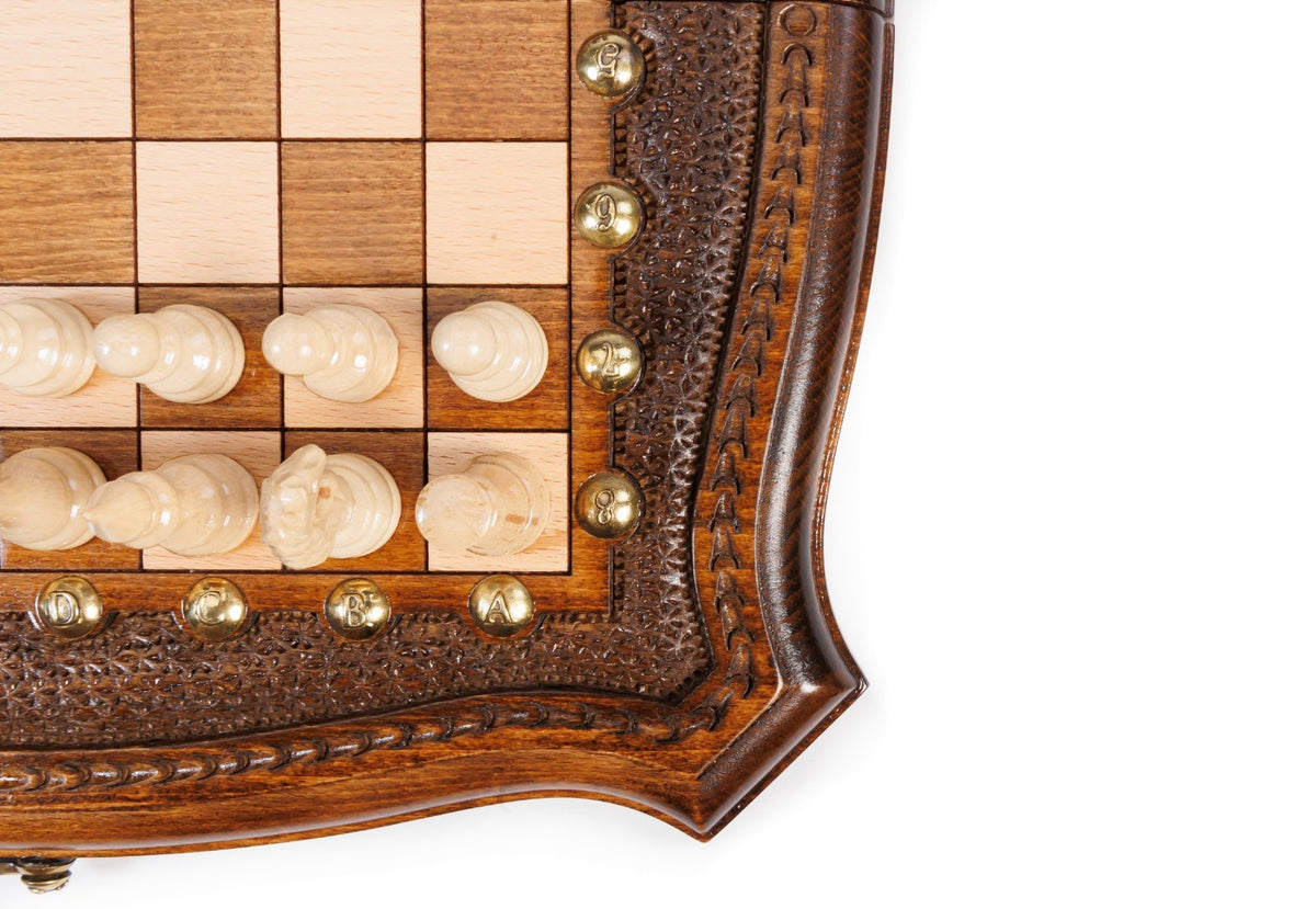 Handmade Wooden Chess Set with Contour Outline, 30 cm - photo 8