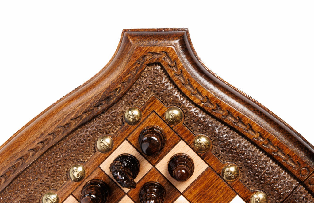 Handmade Wooden Chess Set with Contour Outline, 30 cm - photo 12