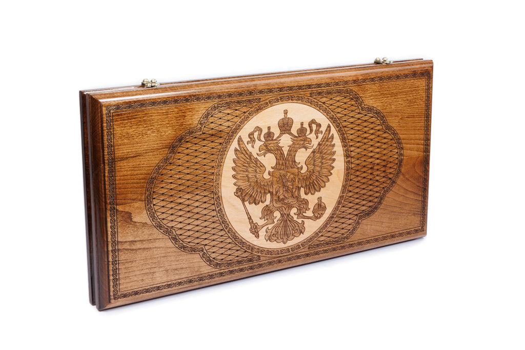 Handmade Wooden Backgammon Set with Russian Coat of Arms, 60 cm - photo 5