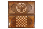 Handmade Wooden Backgammon Set with Russian Coat of Arms, 60 cm - photo 8