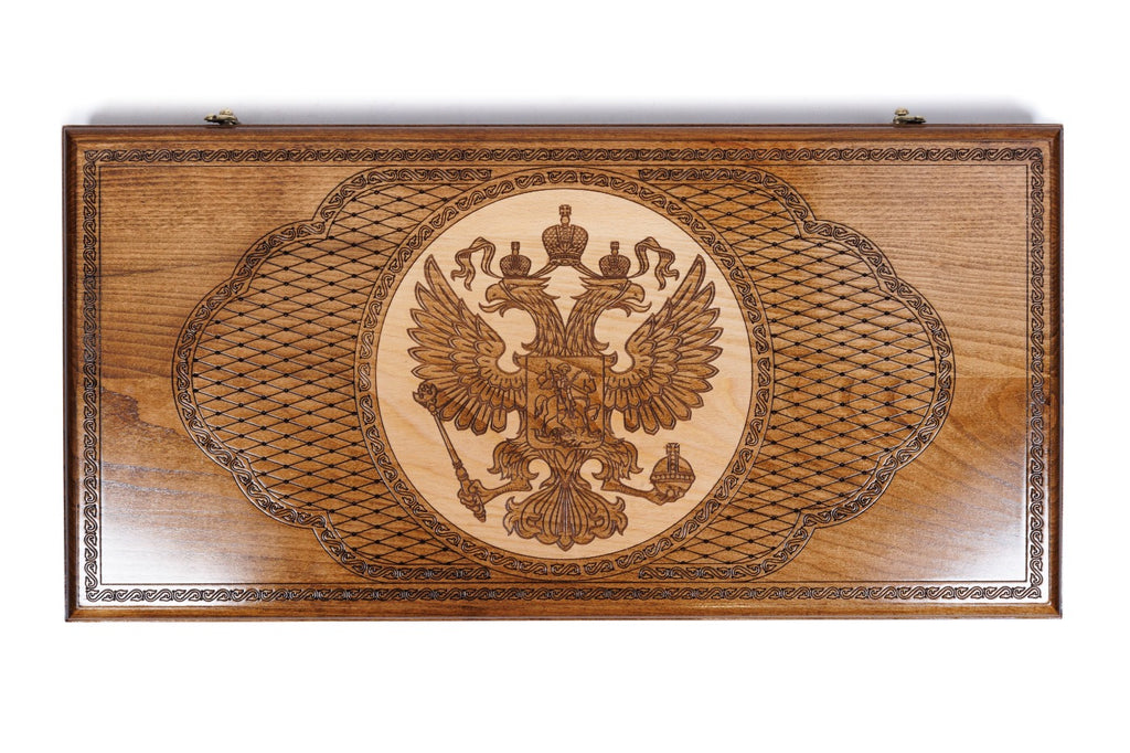 Handmade Wooden Backgammon Set with Russian Coat of Arms, 60 cm - photo 6