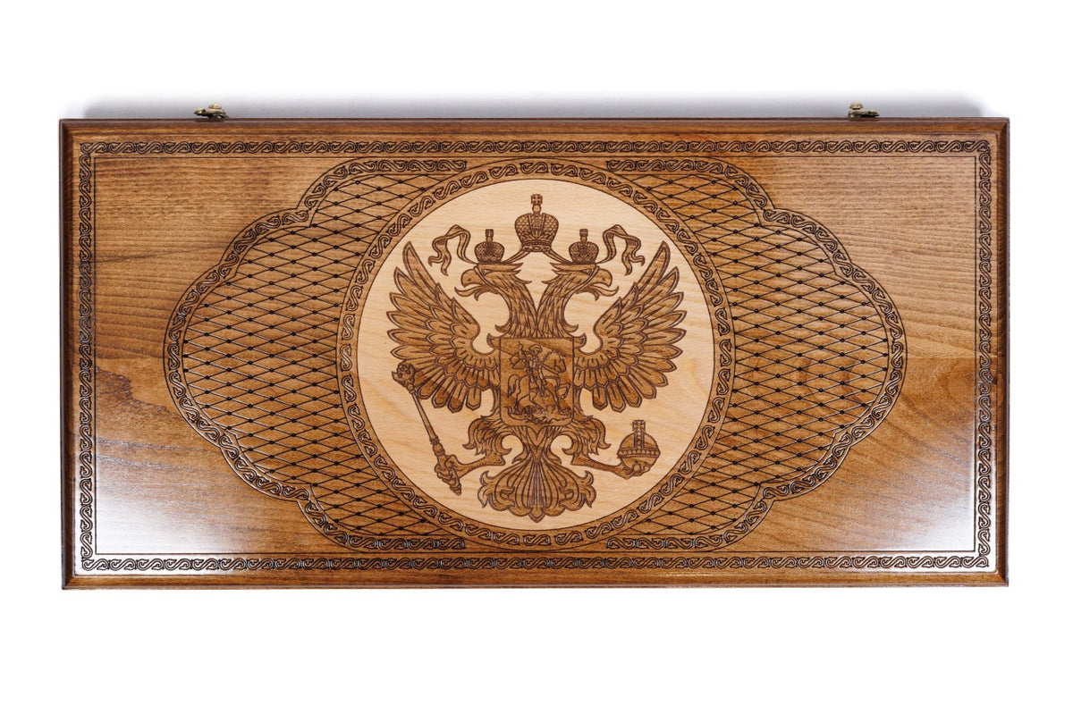Handmade Wooden Backgammon Set with Russian Coat of Arms, 60 cm - photo 6