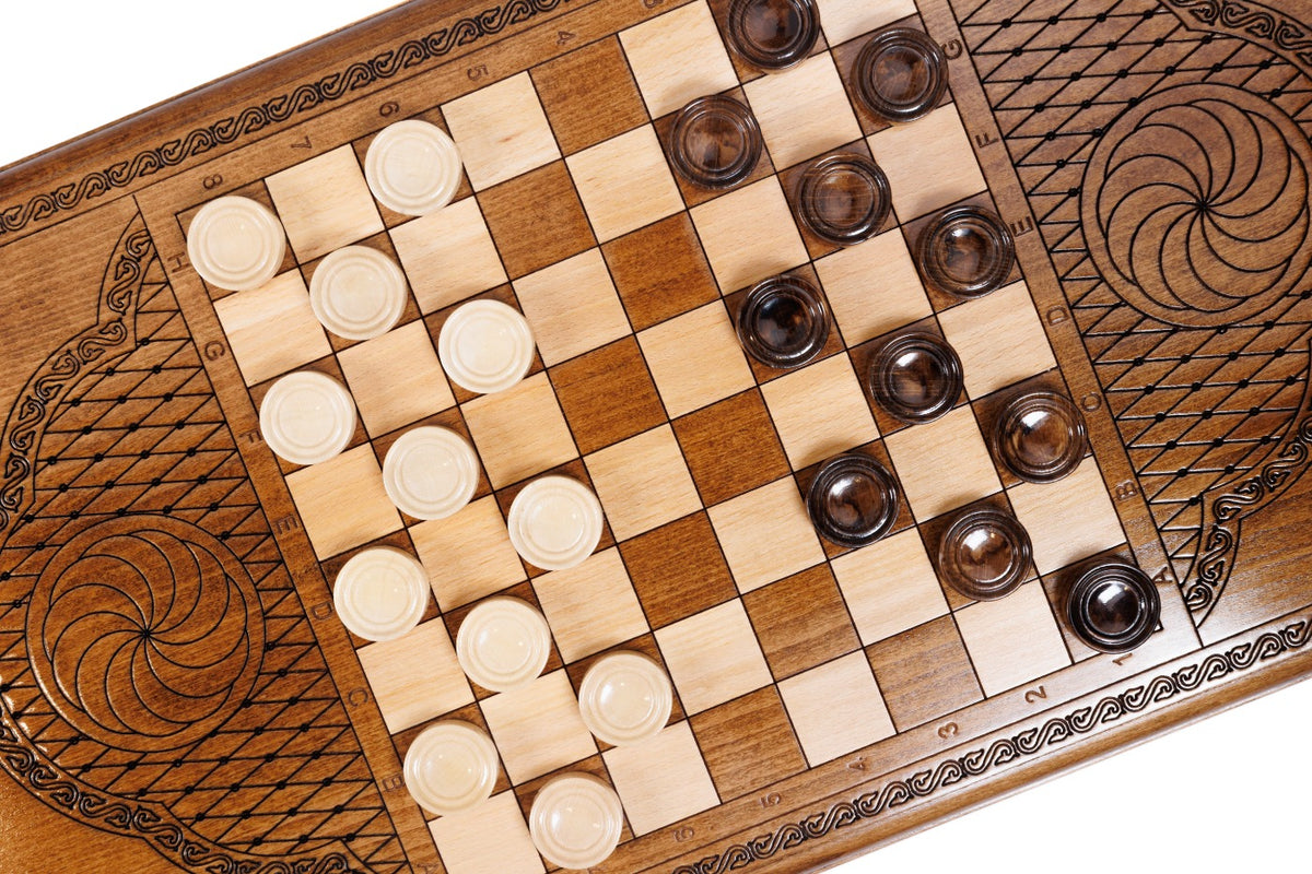 Handmade Wooden Backgammon Set with Russian Coat of Arms, 60 cm - photo 10