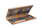 Handmade Walnut Two-Sided Backgammon Set with Epoxy Trees, 60 cm - photo 4
