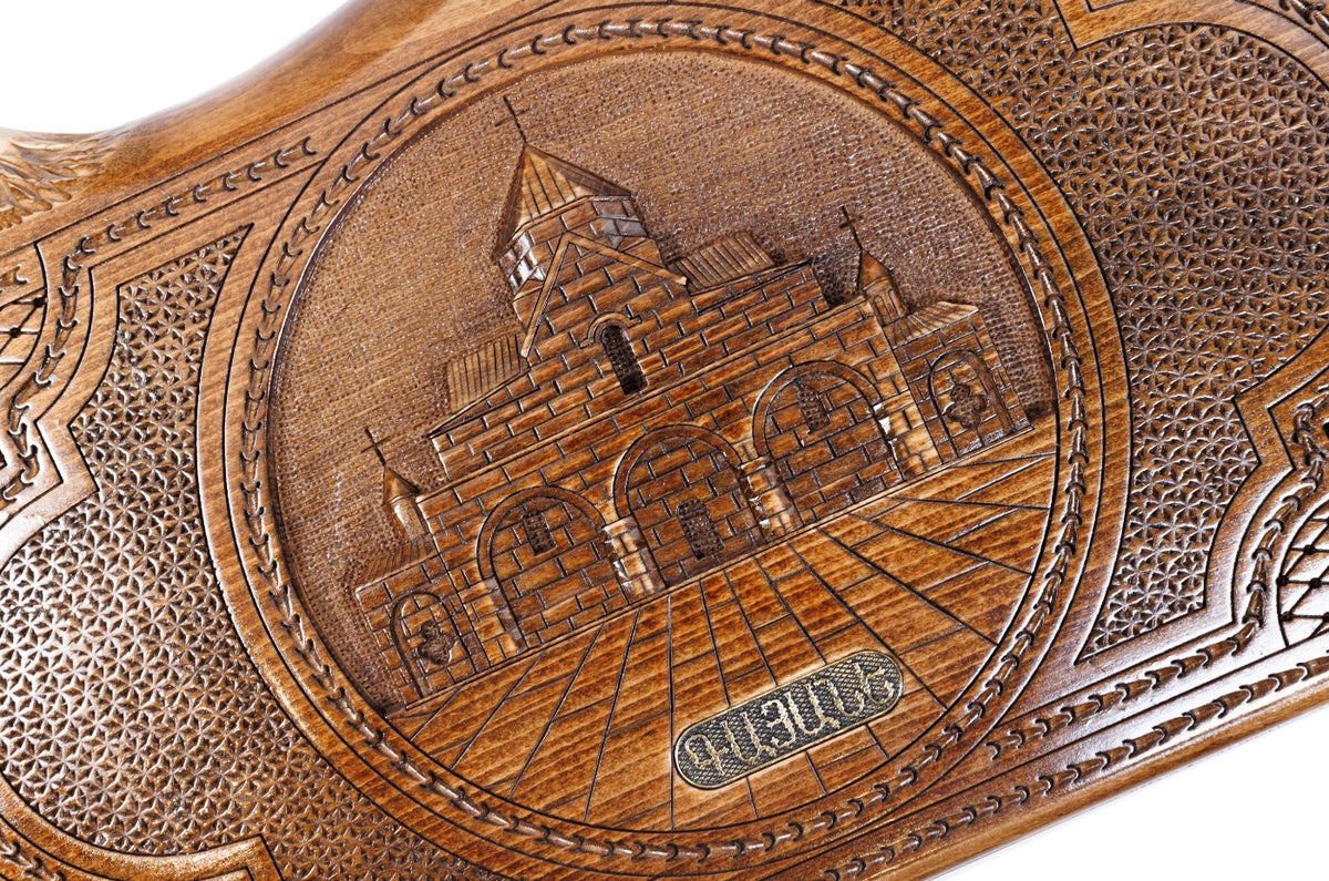 Handmade Wooden Backgammon Set with Church of St. Gayane and Ararat Outline, 60 cm - photo 2