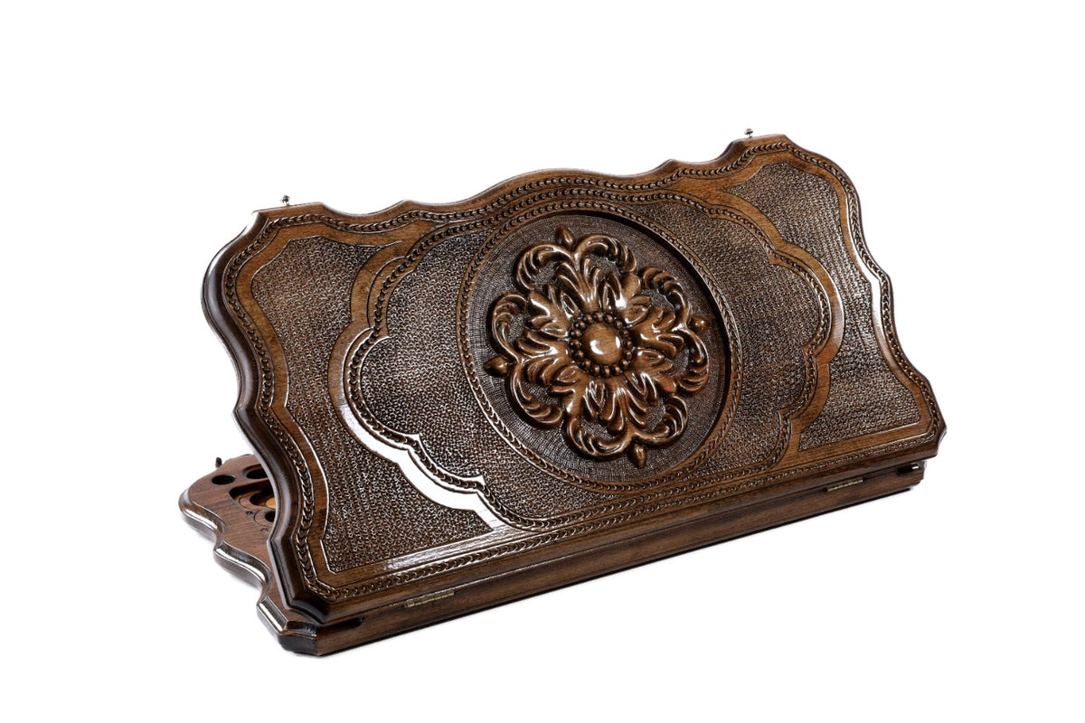 Handmade Wooden Two-Sided Backgammon Set with Armenian Ornament, 60 cm (Model 11792)