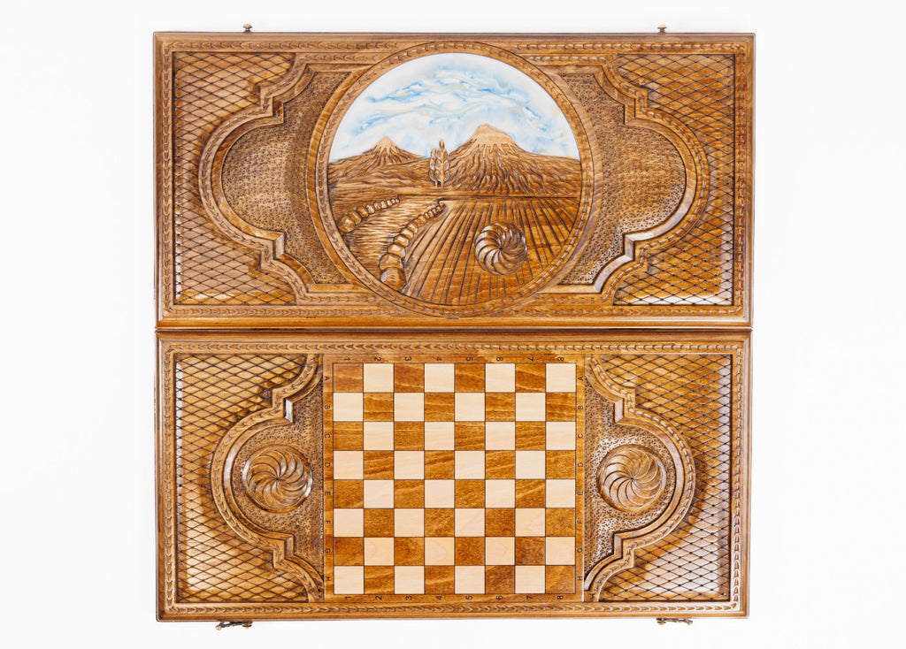 Handmade Wooden Backgammon Set with Mount Ararat, 60 cm - photo 7