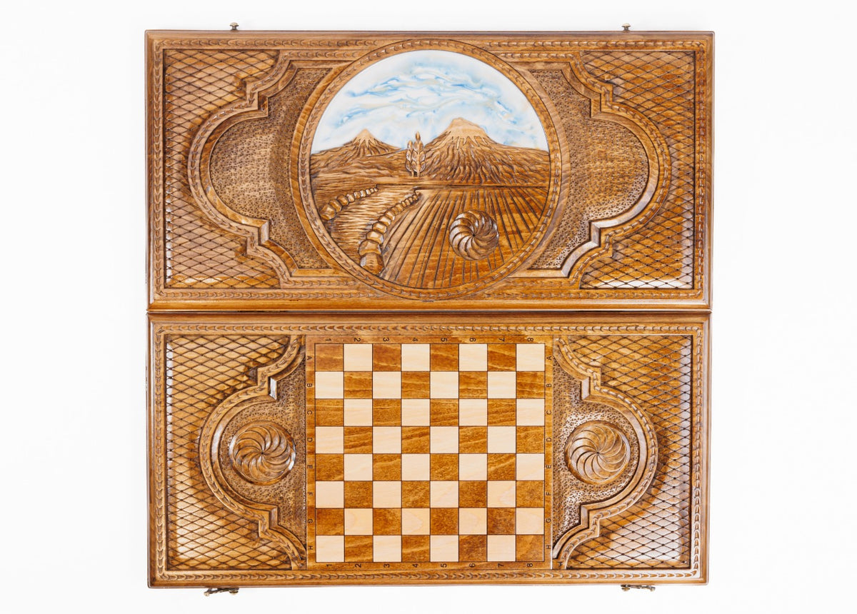 Handmade Wooden Backgammon Set with Mount Ararat, 60 cm - photo 7