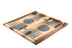 Handmade Walnut Backgammon Set with Armenian Coat of Arms, Braid Motifs and Epoxy Resin, 60 cm - photo 3