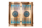 Handmade Walnut Backgammon Set with Armenian Coat of Arms, Braid Motifs and Epoxy Resin, 60 cm - photo 9