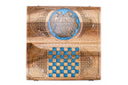 Handmade Walnut Backgammon Set with Armenian Coat of Arms, Braid Motifs and Epoxy Resin, 60 cm - photo 8
