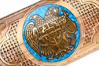 Handmade Walnut Backgammon Set with Armenian Coat of Arms, Braid Motifs and Epoxy Resin, 60 cm - photo 2