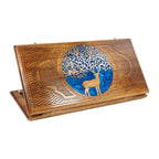 Handmade Walnut Backgammon Set with Deer and Epoxy Resin, 60 cm