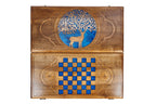 Handmade Walnut Backgammon Set with Deer and Epoxy Resin, 60 cm - photo 8