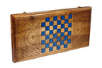 Handmade Walnut Backgammon Set with Deer and Epoxy Resin, 60 cm - photo 4