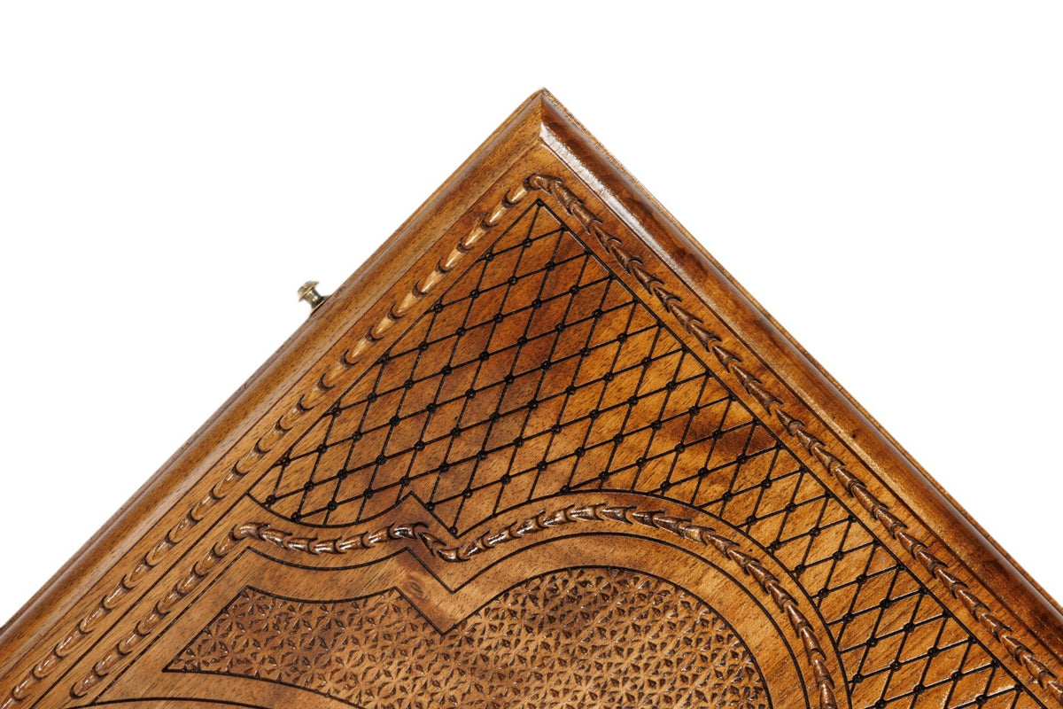 Handmade Walnut Backgammon Set with Deer and Epoxy Resin, 60 cm - photo 10