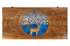 Handmade Walnut Backgammon Set with Deer and Epoxy Resin, 60 cm - photo 5