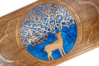 Handmade Walnut Backgammon Set with Deer and Epoxy Resin, 60 cm - photo 2