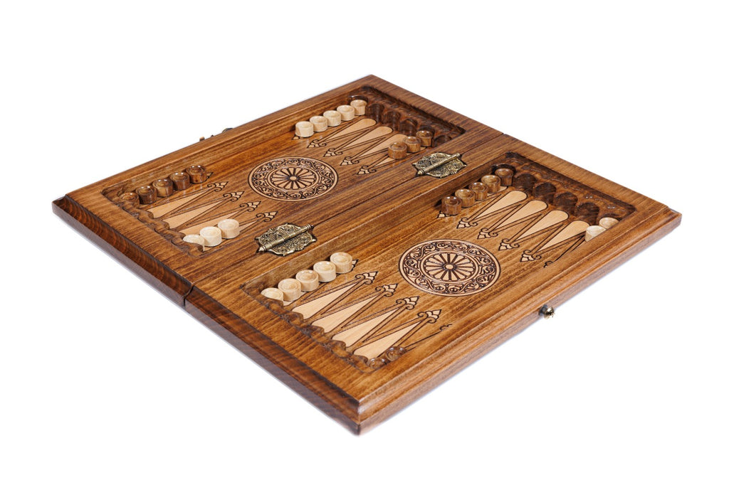 Handmade Wooden Chess and Backgammon Set with Ornamental Braid Pattern and Ararat Outline, 30 cm - photo 3