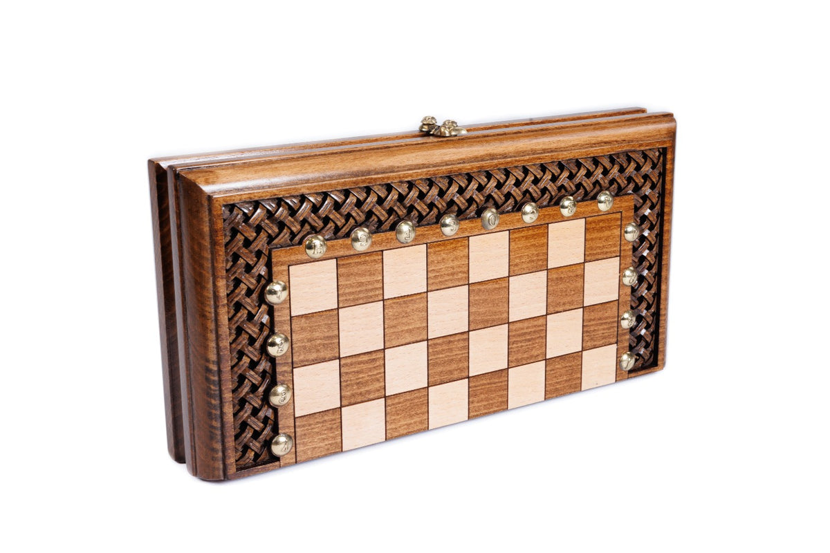 Handmade Wooden Chess and Backgammon Set with Ornamental Braid Pattern and Ararat Outline, 30 cm - photo 5