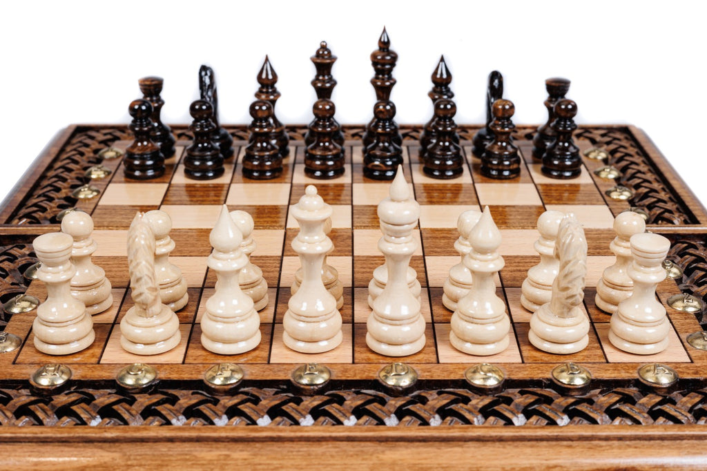 Handmade Wooden Chess and Backgammon Set with Ornamental Braid Pattern and Ararat Outline, 30 cm - photo 6