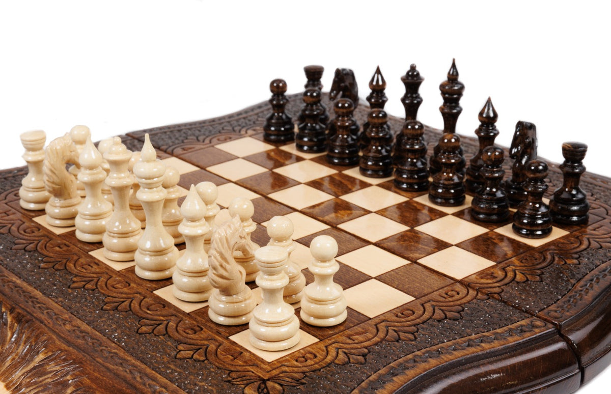 Handmade Wooden Chess and Backgammon Set with Ararat Outline, 30 cm - photo 2