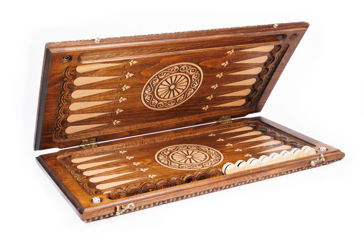 Handmade Wooden Backgammon Set with Pomegranates and Grapes, 60 cm - photo 6