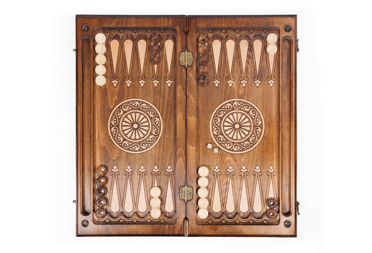 Handmade Wooden Backgammon Set with Pomegranates and Grapes, 60 cm - photo 8