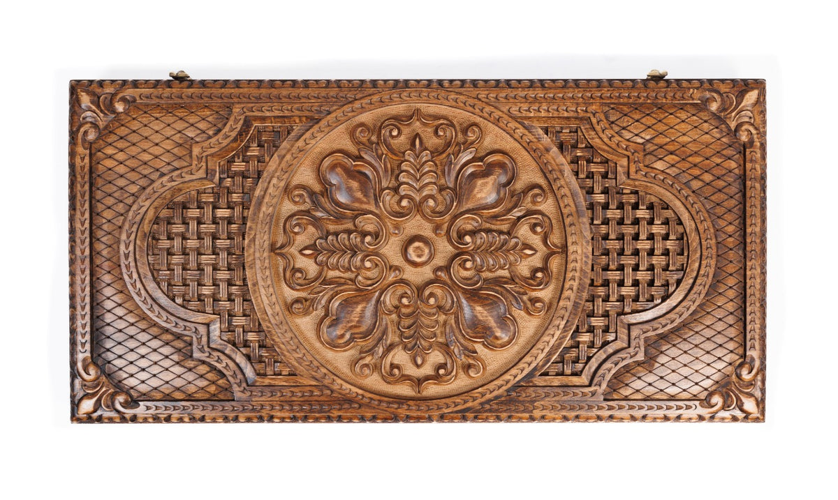 Handmade Wooden Backgammon Set with Pomegranates and Grapes, 60 cm - photo 10