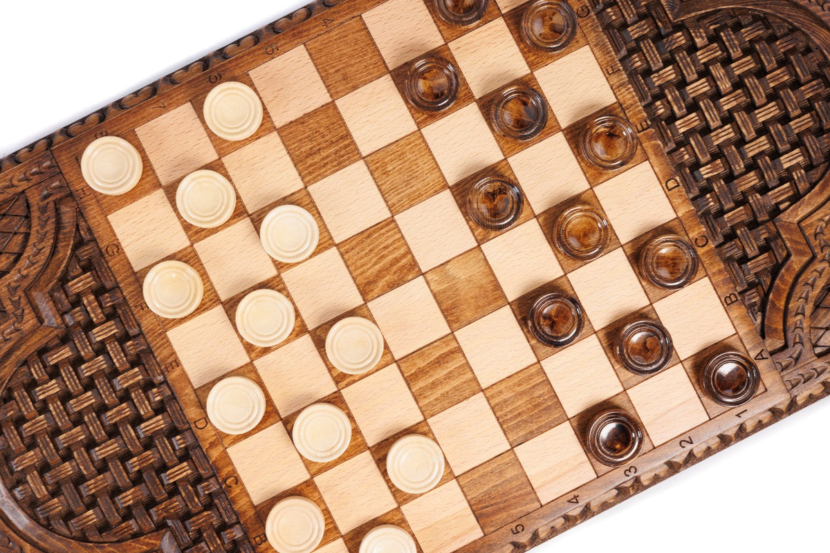 Handmade Wooden Backgammon Set with Pomegranates and Grapes, 60 cm - photo 12