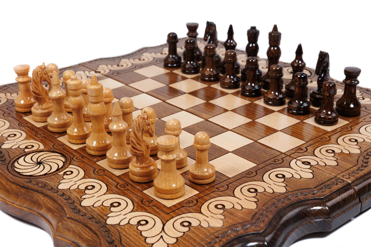 Handmade Wooden Chess and Backgammon Set with Eternity Sign, 40 cm - photo 3