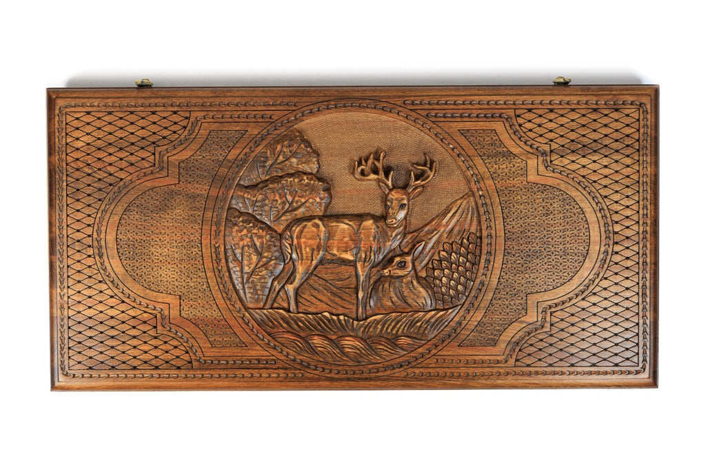 Handmade Wooden Backgammon Set with Deer, 60 cm - photo 6