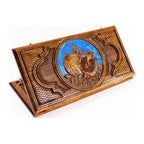 Handmade Wooden Backgammon Set with Pomegranate and Epoxy Resin, 60 cm