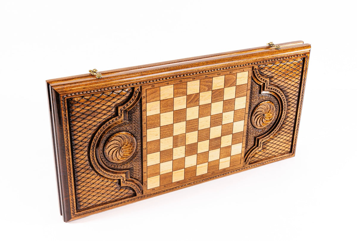 Handmade Wooden Backgammon Set with Pomegranate and Epoxy Resin, 60 cm - photo 4