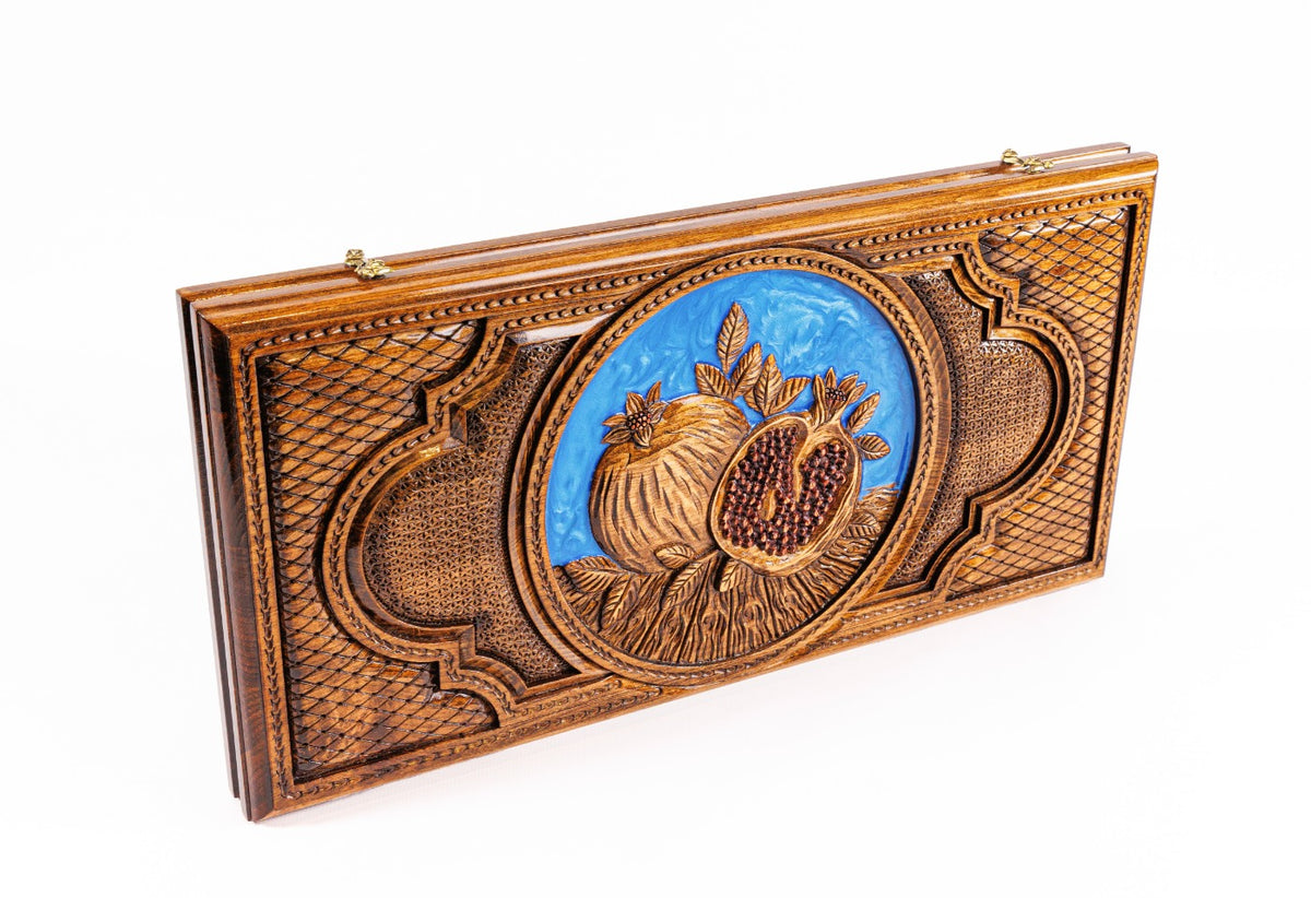 Handmade Wooden Backgammon Set with Pomegranate and Epoxy Resin, 60 cm - photo 5