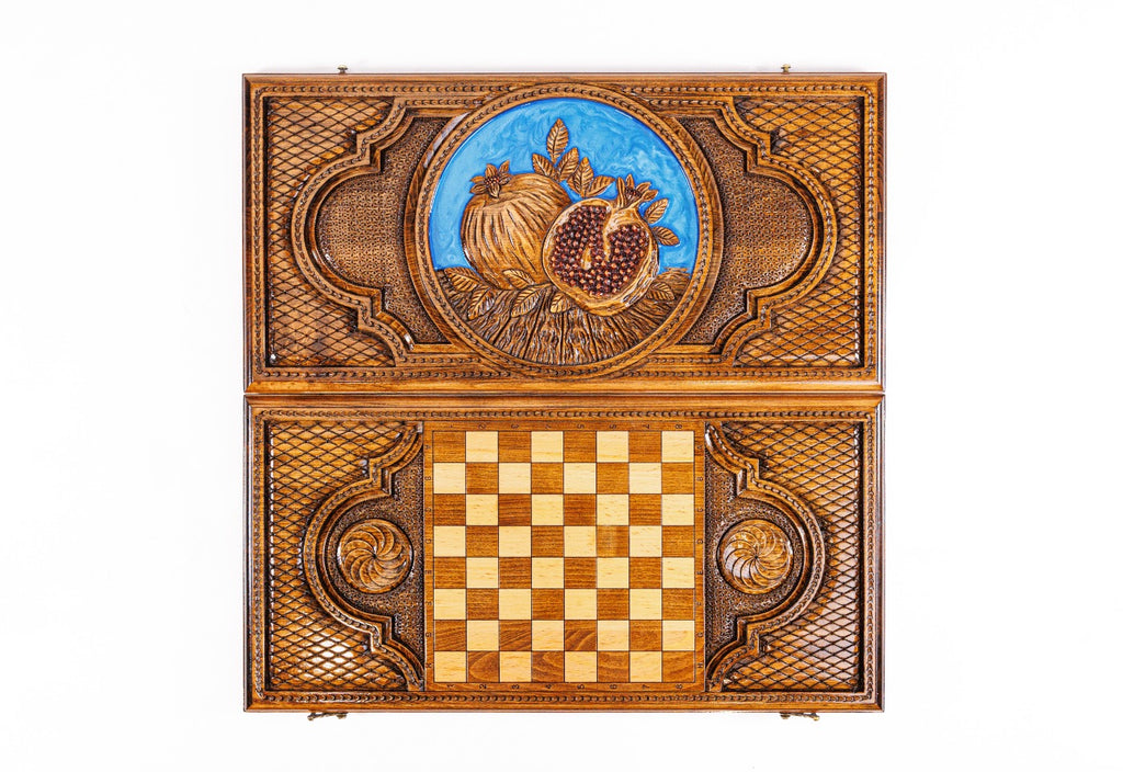 Handmade Wooden Backgammon Set with Pomegranate and Epoxy Resin, 60 cm - photo 6