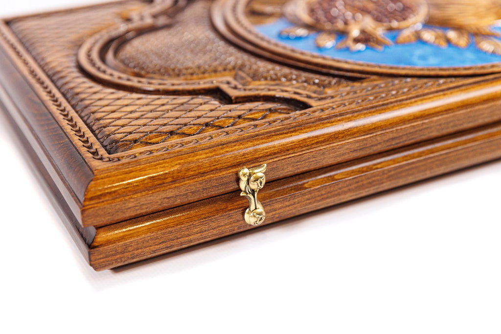 Handmade Wooden Backgammon Set with Pomegranate and Epoxy Resin, 60 cm - photo 11
