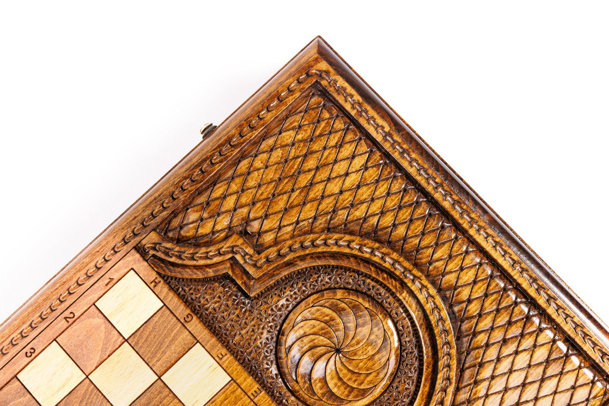Handmade Wooden Backgammon Set with Pomegranate and Epoxy Resin, 60 cm - photo 12